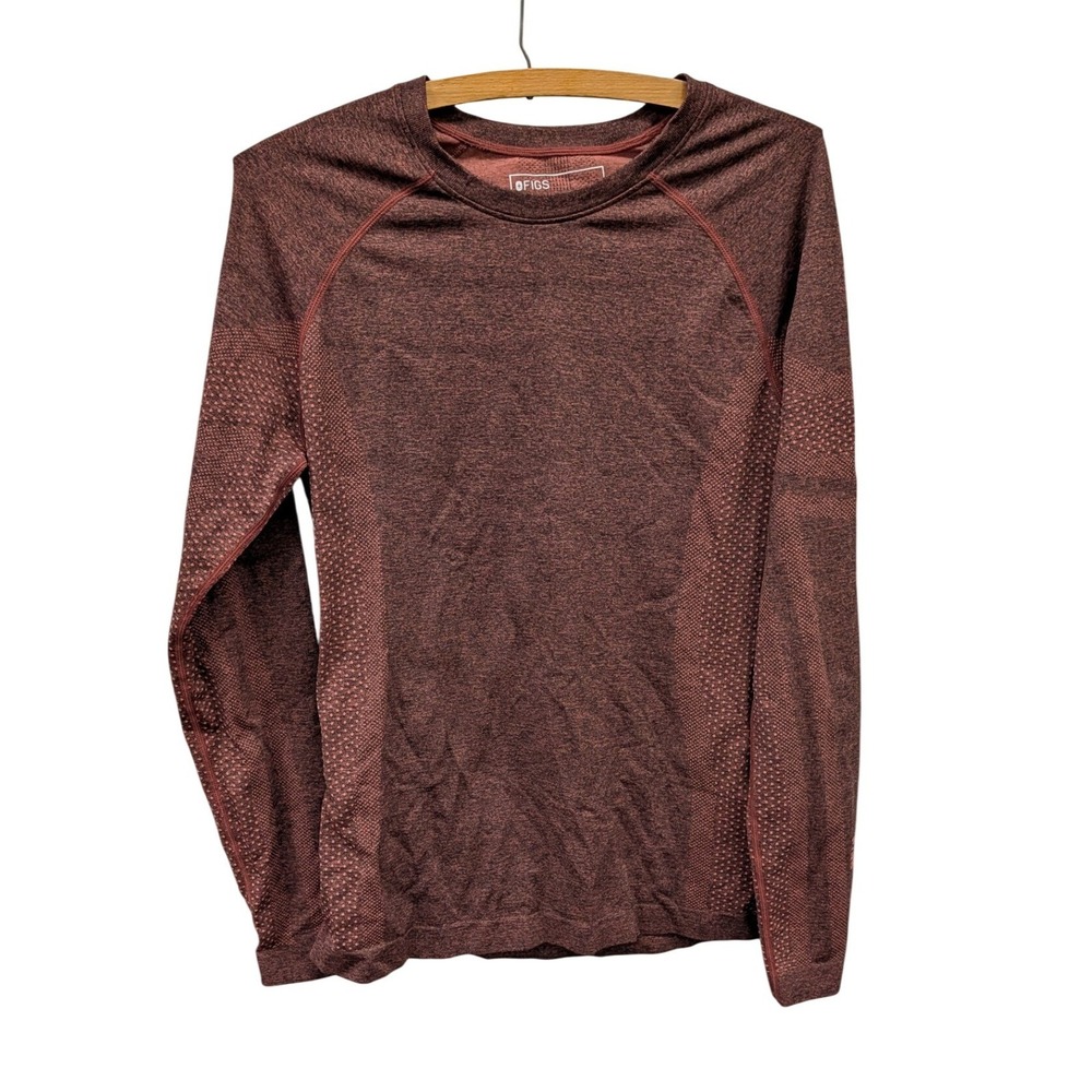 FIGS Women's Salta Seamless Long Sleeve Top Scrubs Burgundy Marled - Large